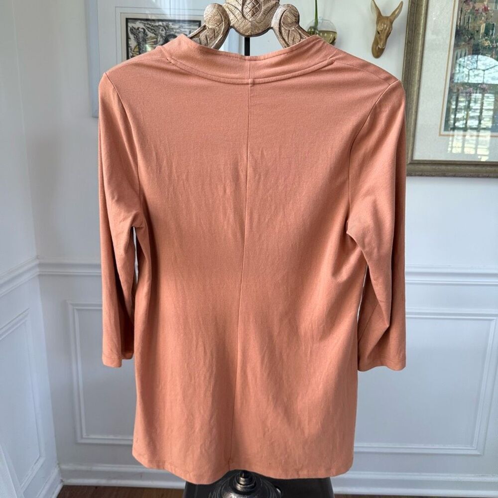 Isaac Mizrahi Live Caramel Color Square Neck Tshirt M - Picture 5 of 7